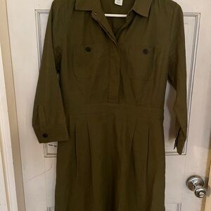 J. Crew Dark Green Long Sleeve Dress